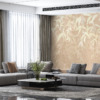 Fotobehang met bloemmotief, in warme tinten, met zichtbare muurstructuur Indistinct Leaves On Wall - belangrijkste product afbeelding