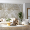 Fotobehang in warme beige tinten met tropisch palmboommotief Pluimen van heldere bladeren - belangrijkste productafbeelding