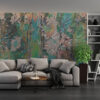 Fotobehang in levendige tinten met duidelijk blad- en bloemmotief Vegetable Abstraction - afbeelding hoofdproduct