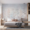 Fotobehang in zachtblauwe tint met botanisch motief Plants in a Row - belangrijkste productafbeelding