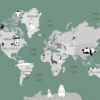 Muurschildering met continenten en dieren Seledyn Wereldkaart - afbeelding nummer 2