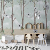 Muurschildering in gedempte kleuren met vrolijke dieren Grijze Koala Beren voor kinderkamer - belangrijkste product afbeelding
