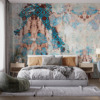 Fotobehang met abstract wazig bloemmotief in blauwtinten Wazige bladeren - belangrijkste product afbeelding
