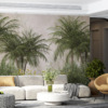 Fotobehang in sappige kleuren met vakantiebloemmotief Green of Tropical Palms - belangrijkste productafbeelding