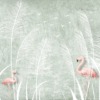 Fototapeta z motywem egzotycznym w bieli, szarości i różu Flamingi Na Białej Łące - zdjęcie numer 2