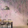 Fotobehang met overheersende tint warm roze Kolibries in bloemen - belangrijkste product afbeelding