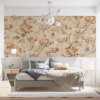 Wandschildering in vintage stijl met delicaat bloemmotief in warme bruintinten Retro bloemen - belangrijkste productafbeelding