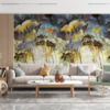Plantenmotief Fotobehang met overwegend gele en blauwe Woud van gele planten - belangrijkste productafbeelding