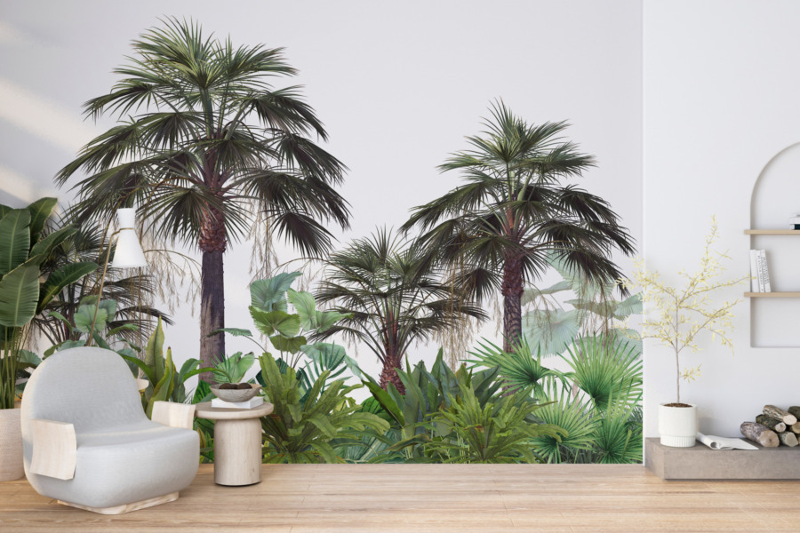 Fotobehang van exotische bomen in een blauwe lucht Rosy Palms - belangrijkste productafbeelding