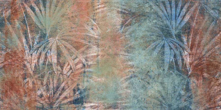 Fotobehang in warme kleuren met exotisch motief Outlines of Tropical Palms - afbeelding nummer 2