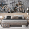 Fotobehang in donkere kleuren gestileerde shabby Faded Flowers - belangrijkste product afbeelding