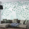 Fotobehang in wit en blauw met delicaat bloemmotief Blauwe boom - afbeelding hoofdproduct