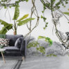 Fotobehang van een exotisch landschap in zachte tinten met overwegend wit Lemur On Liana - afbeelding hoofdproduct