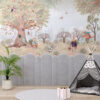 Muurschildering in warme kleuren met sprookjesbos dieren thema voor kinderkamer Forest Fairy Tale House - belangrijkste product afbeelding