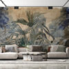 3D Fotobehang met exotisch landschap Blauwe boom in de tropen - belangrijkste product afbeelding
