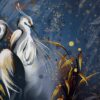 Fotobehang in klassieke stijl en donkere tinten Kraanvogels op een donkerblauwe achtergrond - afbeelding nummer 2