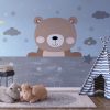 Muurschildering van een schattige teddybeer met gesloten ogen perfect voor een kinderkamer Bruine teddybeer - belangrijkste product afbeelding