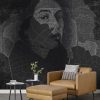 Fotobehang van een vrouwengezicht in de vorm van een grijs glas-in-lood Woman in Grey - belangrijkste productafbeelding
