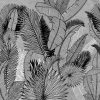 Fotobehang met exotische flora in zwart-grijze tinten Bladeren op grijze achtergrond - afbeelding nummer 2