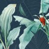 Fotobehang in exotisch groen en rode bladeren en bloemen - afbeelding nummer 2