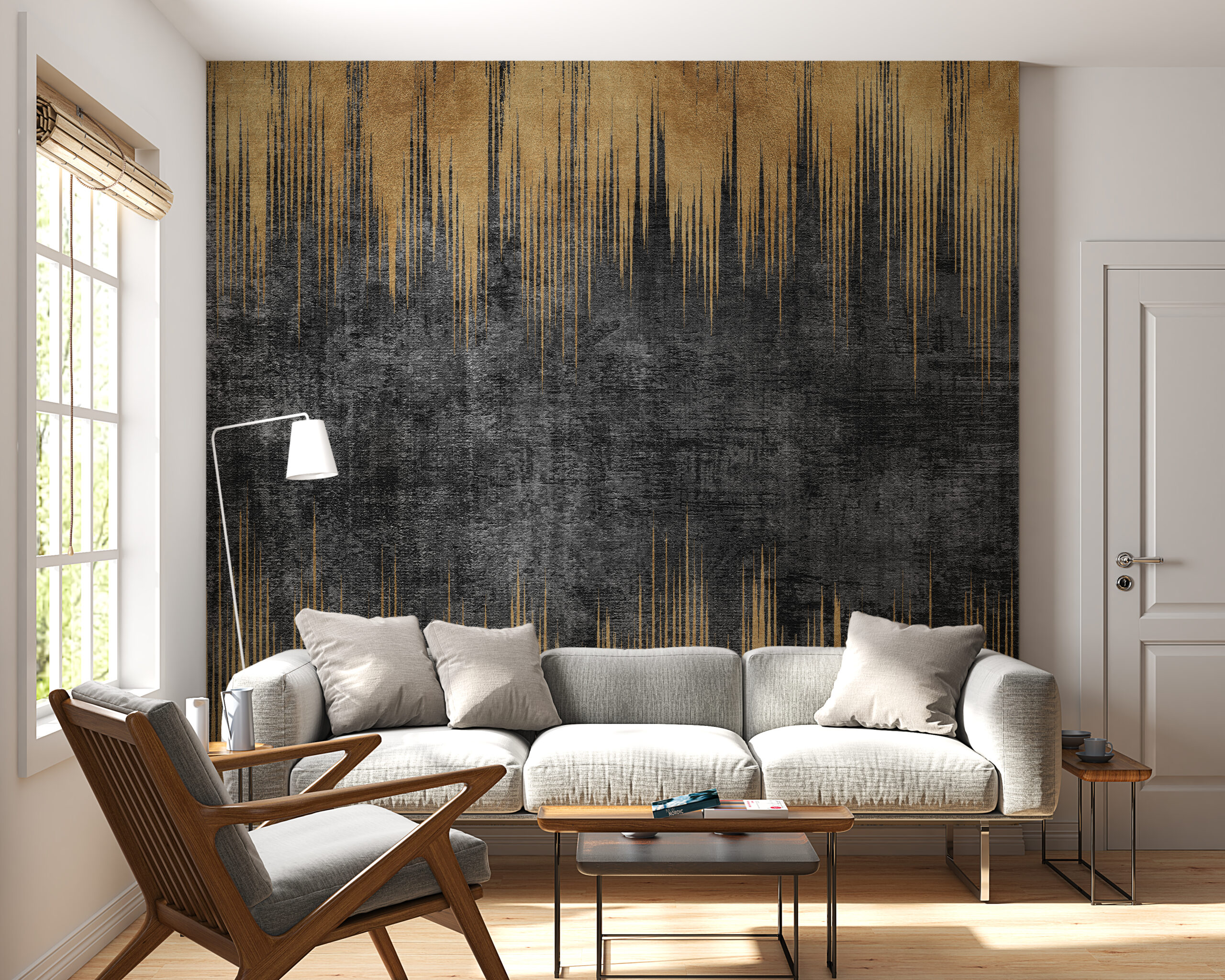 Fototapeta Czarne Złoto_2223185625 Fototapeta dwubarwna, z pionowymi pasami do nowoczesnych wnętrz Czarne Złoto - główne zdjęcie produktu