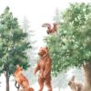 Fotobehang in felle kleuren met wilde dieren en groene bomen Forest Wildlife - afbeelding nummer 2