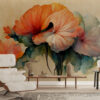 Fotoband van een boeket tropische bloemen in een abstracte vorm Rood boeket - afbeelding hoofdproduct