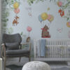 Kinderkamer muurschildering met vliegende dieren met ballonnen Kleurrijke dieren - belangrijkste product afbeelding