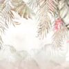 Fotobehang met tropische flora in gedekte tinten met roze accenten Pink Leaves - afbeelding nummer 2
