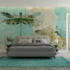 Fotobehang in moderne stijl met 3D-graphics en dominant insectenmotief Lone Dragonfly - belangrijkste productafbeelding