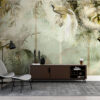 Fotobehang van exotische flora in gouden gloed ideaal voor woonkamer Golden Jungle - belangrijkste productafbeelding