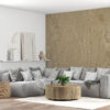 Warmgekleurde Fotobehang met bewezen exotische flora motief voor woonkamer Beige Tropical Leaves - belangrijkste product afbeelding