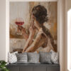Klassieke stijl portret Fotobehang ideaal voor woonkamer Meisje met Wijnlamp - belangrijkste product afbeelding