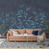Fotobehang in donkere blauwtinten met een delicaat bloemmotief, expressief en elegant Blue Leaves - afbeelding hoofdproduct