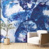 Fotobehang in witte en blauwe tinten in een moderne compositie Pomegranate Waves - afbeelding hoofdproduct