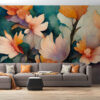 Fotobehang in warme herfstkleuren Painted Flowers - belangrijkste productafbeelding