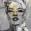 Moderne muurschildering in grijs en goud voor woonkamer Gouden Meisje op Canvas - afbeelding hoofdproduct