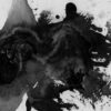 Abstracte Fotobehang in donkere kleuren voor een helder modern interieur Black Blob - afbeelding nummer 2