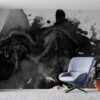 Abstracte Fotobehang in donkere kleuren voor een helder modern interieur Black Blob - belangrijkste productafbeelding