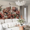 Klassiek Fotobehang vol bloemen en vlinders Rode klaprozen - belangrijkste productafbeelding
