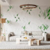 Fotobehang imitatie van wit geschilderd plantenpatroon Witgroen - belangrijkste product afbeelding