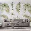Fotobehang in minimalistische stijl met tropisch bloemmotief Green Palm - afbeelding hoofdproduct