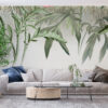 3D-Fotobehang met exotisch motief in grijstinten en groen Plant Graphics - afbeelding hoofdproduct