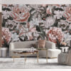 Fotobehang met een klassiek motief in een moderne opstelling en interessante kleuren Grote bloemen - afbeelding hoofdproduct