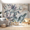 Fotobehang van grote blauwe bloemen