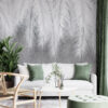 Fotobehang in modieus wit en grijs ideaal voor een modern interieur Witte veren - belangrijkste product afbeelding