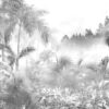 Fotobehang met een universeel motief van een tropisch oerwoud in monochrome kleuren, ideaal voor de woonkamer of eetkamer Jungle wit - foto 2