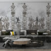 Fotobehang in de vorm van een moderne grafiek die verwijst naar oude bloemmotieven Elegant Motif - belangrijkste productafbeelding