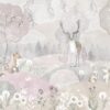 Muurschildering in zachte roze- en grijstinten met een bosmotief, ideaal voor een kinderkamer Bright Forest - afbeelding nummer 2