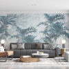 Fotobehang van een exotisch landschap in kleuren die perfect zijn voor elke kamer Blauwe palmen - belangrijkste productafbeelding